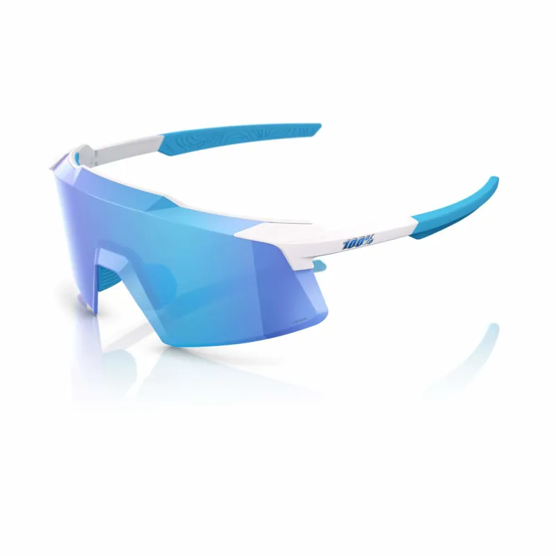 100% Aerocraft Glasses - Matte White / HiPER Blue Mirror Lens-3
