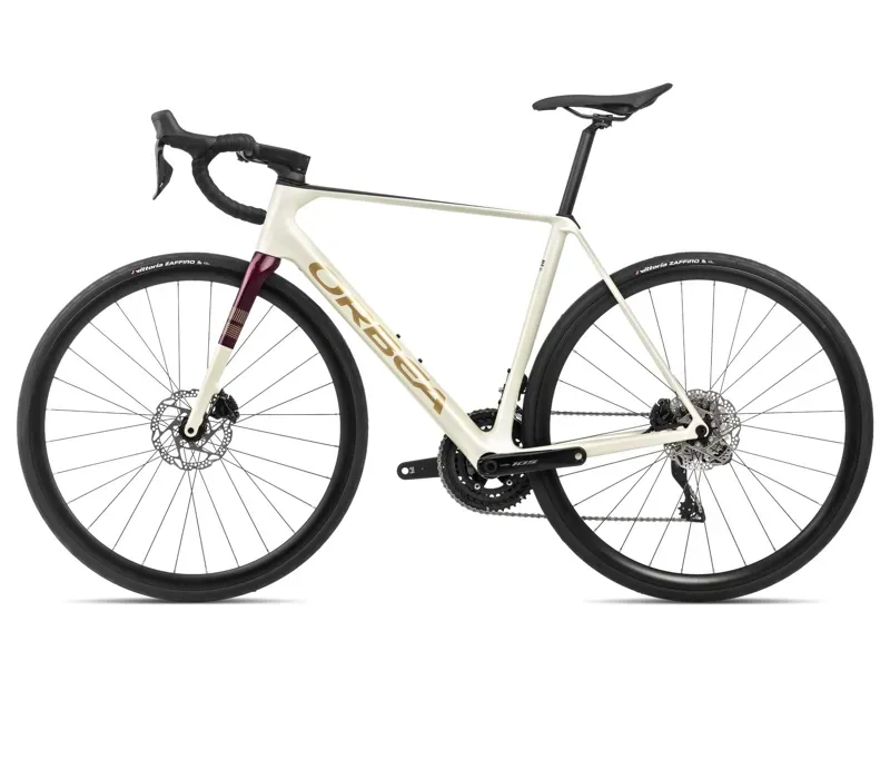Orbea Orca M30i Road Bike In Ivory White-Burgundy/Vulcano-1