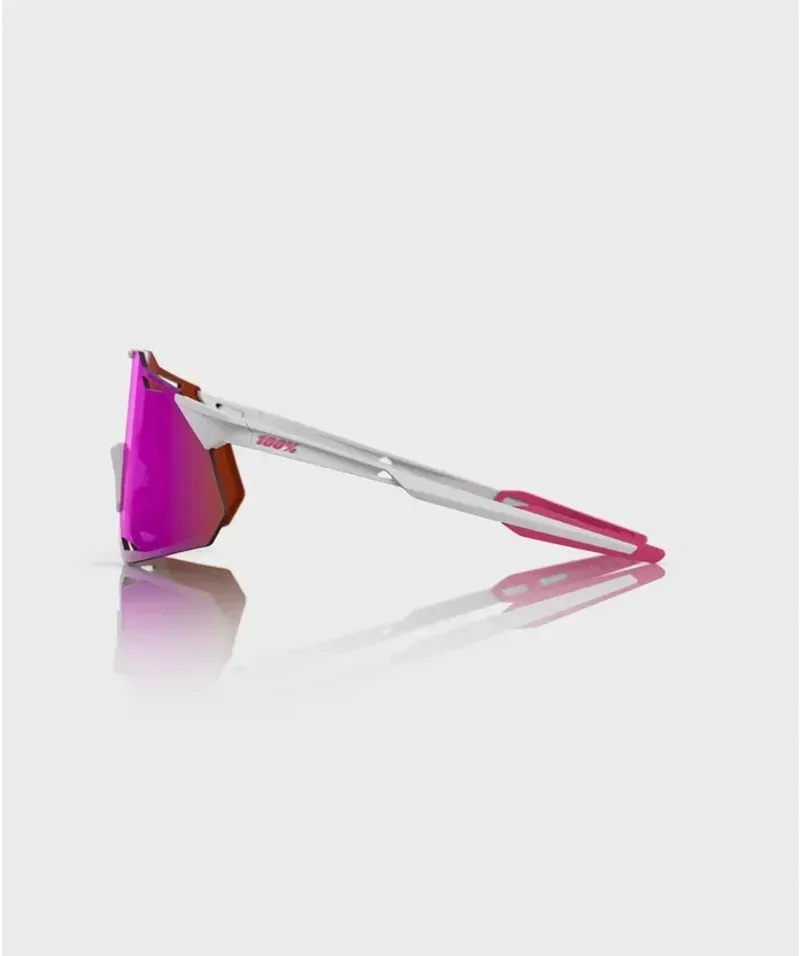 100% Hypercraft XS Glasses in Matte White Pink/HiPER Vital Pink Mirror Lens-1