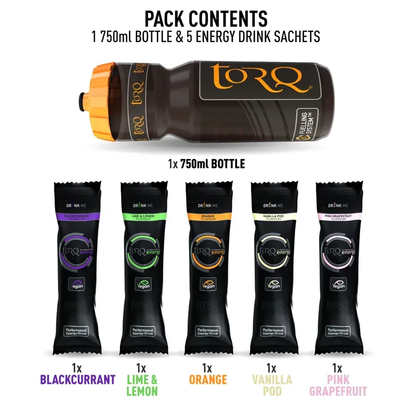 Torq Energy 750ml Five Flavour Bottle Pack
